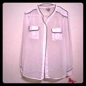 Worthington | Sheer Button down Blouse